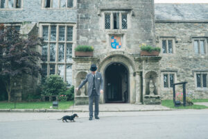 dog outside Boringdon Hall